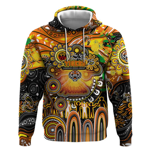 Personalised NAIDOC Week 2025 Tigers Rugby Hoodie Aboriginal Dot Painting