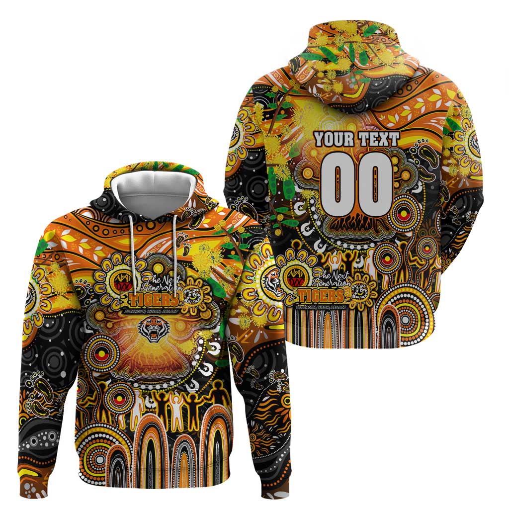 Personalised NAIDOC Week 2025 Tigers Rugby Hoodie Aboriginal Dot Painting