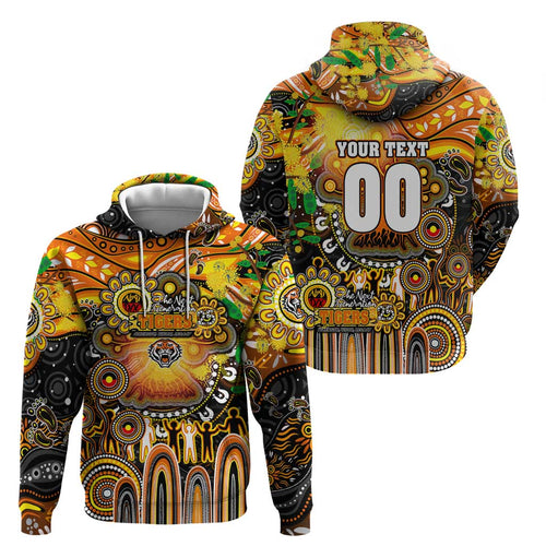 Personalised NAIDOC Week 2025 Tigers Rugby Hoodie Aboriginal Dot Painting