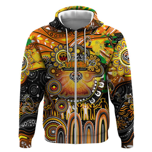 Personalised NAIDOC Week 2025 Tigers Rugby Hoodie Aboriginal Dot Painting