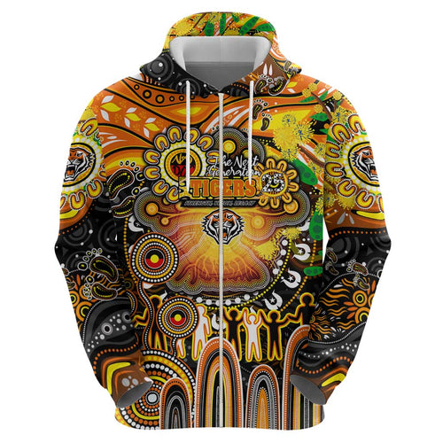 Personalised NAIDOC Week 2025 Tigers Rugby Hoodie Aboriginal Dot Painting