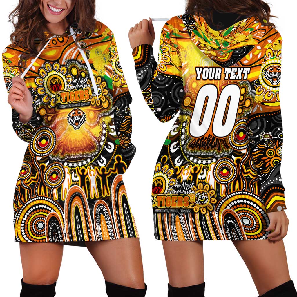 Personalised NAIDOC Week 2025 Tigers Rugby Hoodie Dress Aboriginal Dot Painting