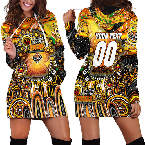 Personalised NAIDOC Week 2025 Tigers Rugby Hoodie Dress Aboriginal Dot Painting