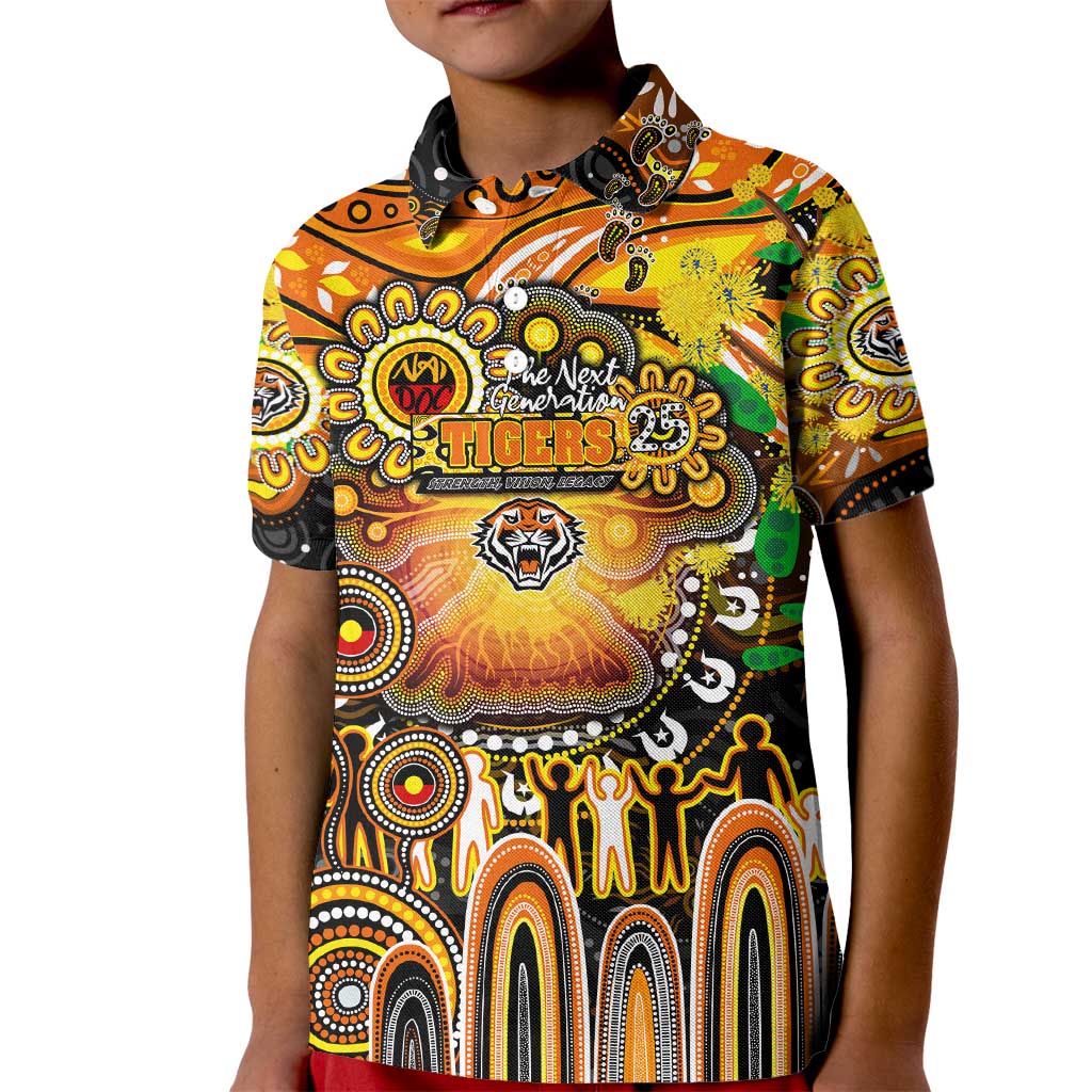 Personalised NAIDOC Week 2025 Tigers Rugby Kid Polo Shirt Aboriginal Dot Painting