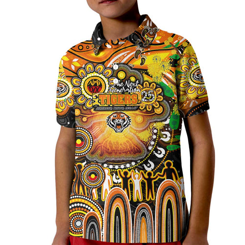 Personalised NAIDOC Week 2025 Tigers Rugby Kid Polo Shirt Aboriginal Dot Painting