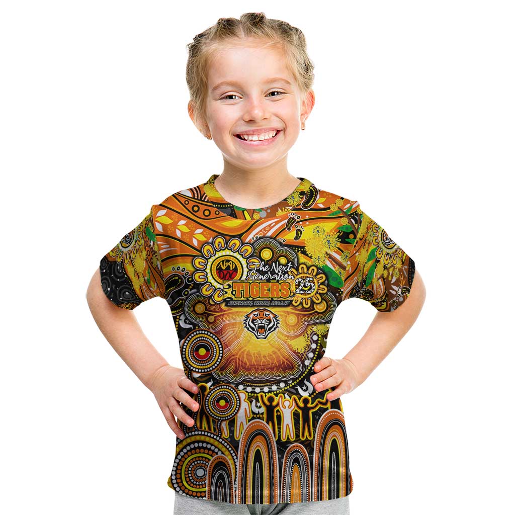 Personalised NAIDOC Week 2025 Tigers Rugby Kid T Shirt Aboriginal Dot Painting