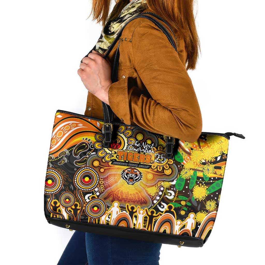 NAIDOC Week 2025 Tigers Rugby Leather Tote Bag Aboriginal Dot Painting