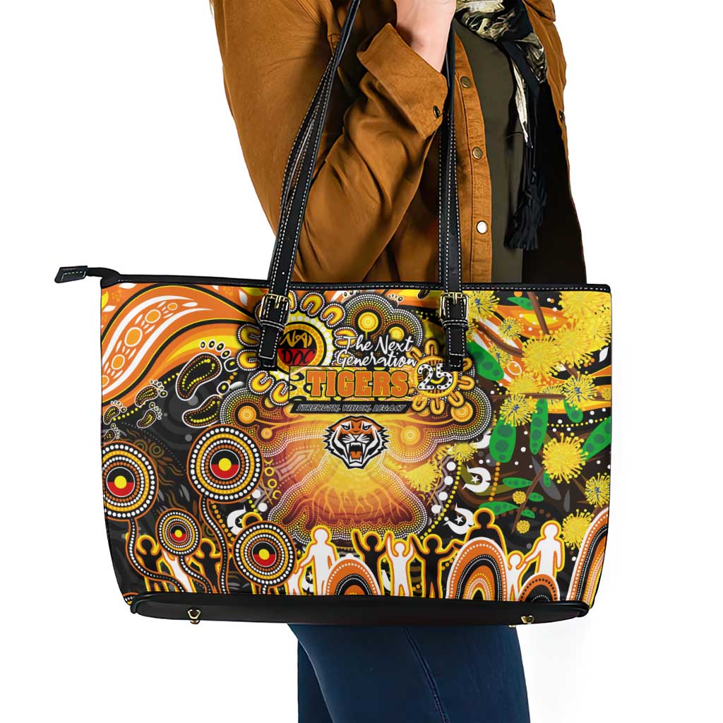 NAIDOC Week 2025 Tigers Rugby Leather Tote Bag Aboriginal Dot Painting