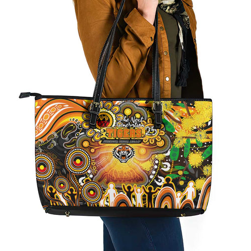 NAIDOC Week 2025 Tigers Rugby Leather Tote Bag Aboriginal Dot Painting