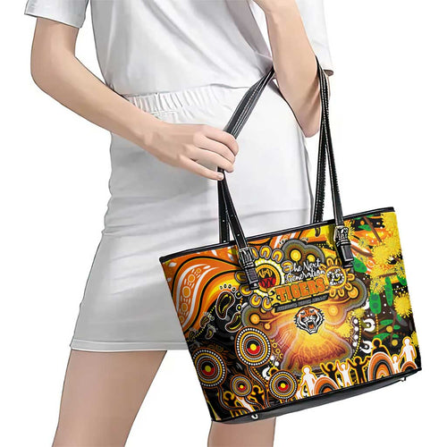 NAIDOC Week 2025 Tigers Rugby Leather Tote Bag Aboriginal Dot Painting