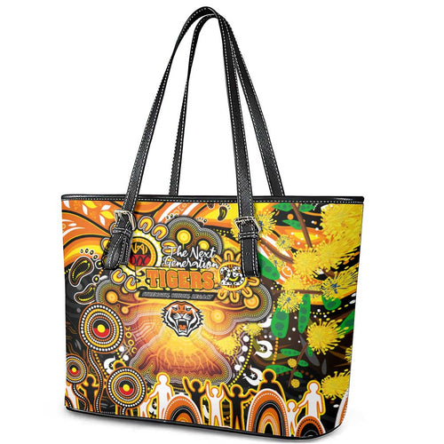 NAIDOC Week 2025 Tigers Rugby Leather Tote Bag Aboriginal Dot Painting