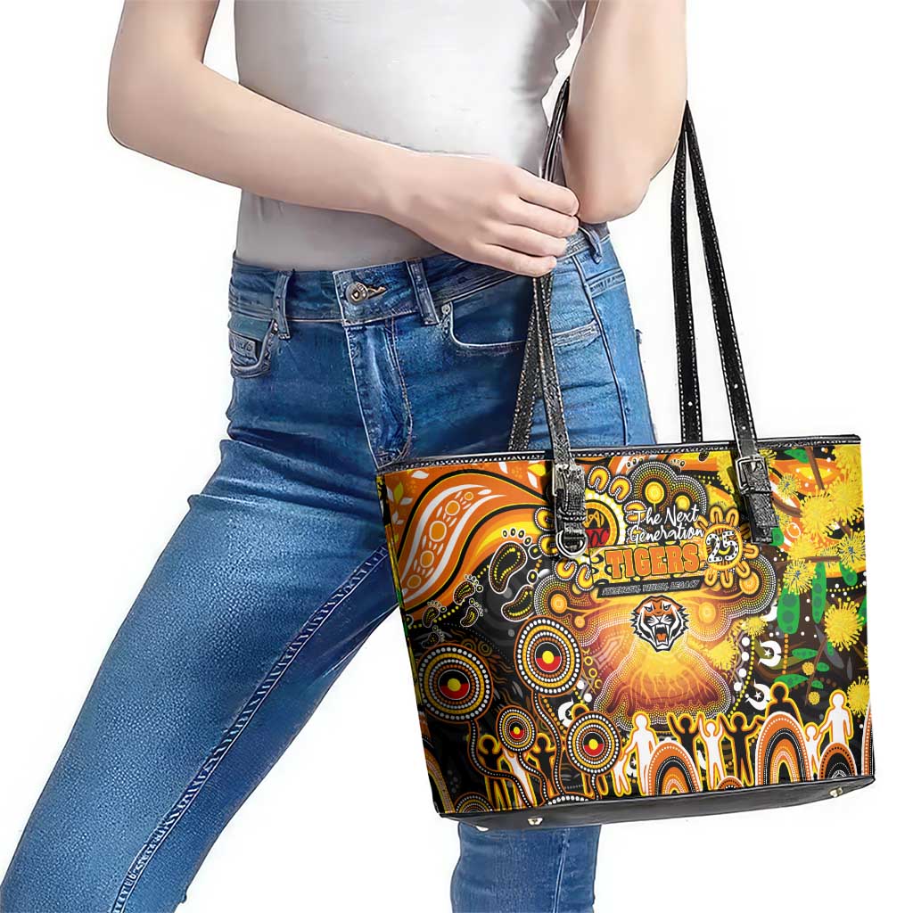 NAIDOC Week 2025 Tigers Rugby Leather Tote Bag Aboriginal Dot Painting