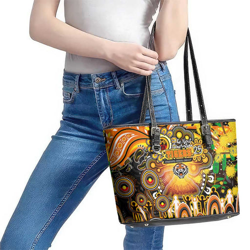 NAIDOC Week 2025 Tigers Rugby Leather Tote Bag Aboriginal Dot Painting