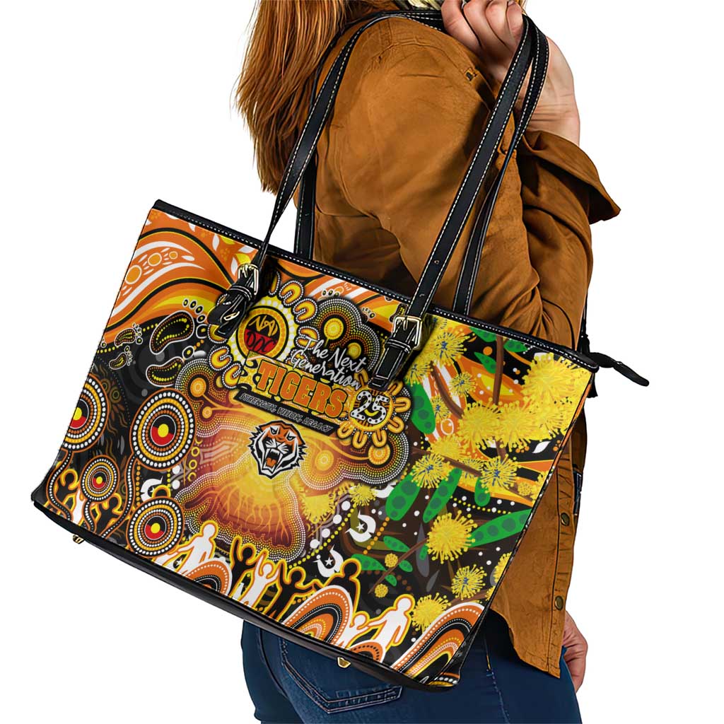 NAIDOC Week 2025 Tigers Rugby Leather Tote Bag Aboriginal Dot Painting