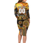 Personalised NAIDOC Week 2025 Tigers Rugby Long Sleeve Bodycon Dress Aboriginal Dot Painting
