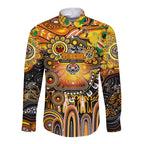 Personalised NAIDOC Week 2025 Tigers Rugby Long Sleeve Button Shirt Aboriginal Dot Painting