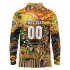 Personalised NAIDOC Week 2025 Tigers Rugby Long Sleeve Polo Shirt Aboriginal Dot Painting
