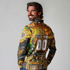 Personalised NAIDOC Week 2025 Tigers Rugby Long Sleeve Polo Shirt Aboriginal Dot Painting