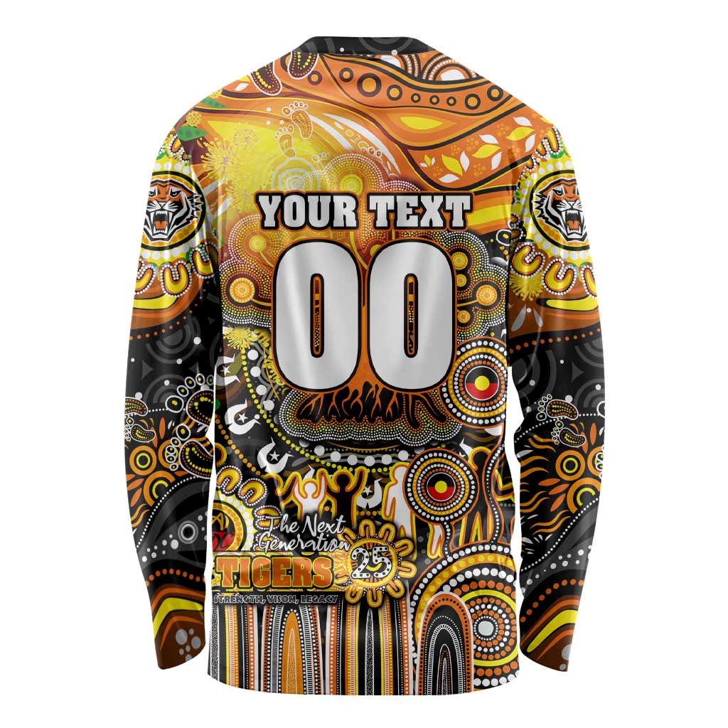 Personalised NAIDOC Week 2025 Tigers Rugby Long Sleeve Shirt Aboriginal Dot Painting