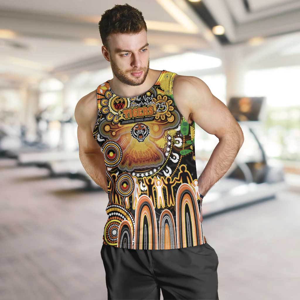 Personalised NAIDOC Week 2025 Tigers Rugby Men Tank Top Aboriginal Dot Painting