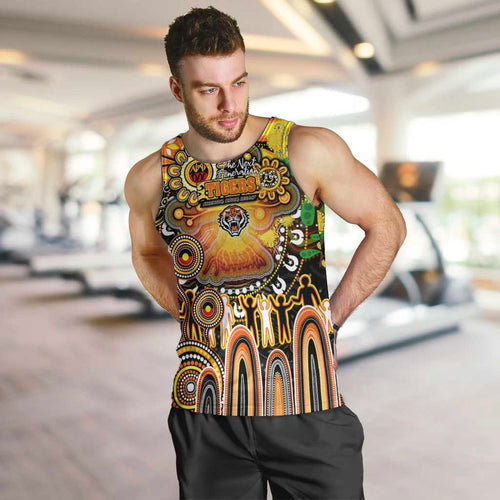 Personalised NAIDOC Week 2025 Tigers Rugby Men Tank Top Aboriginal Dot Painting