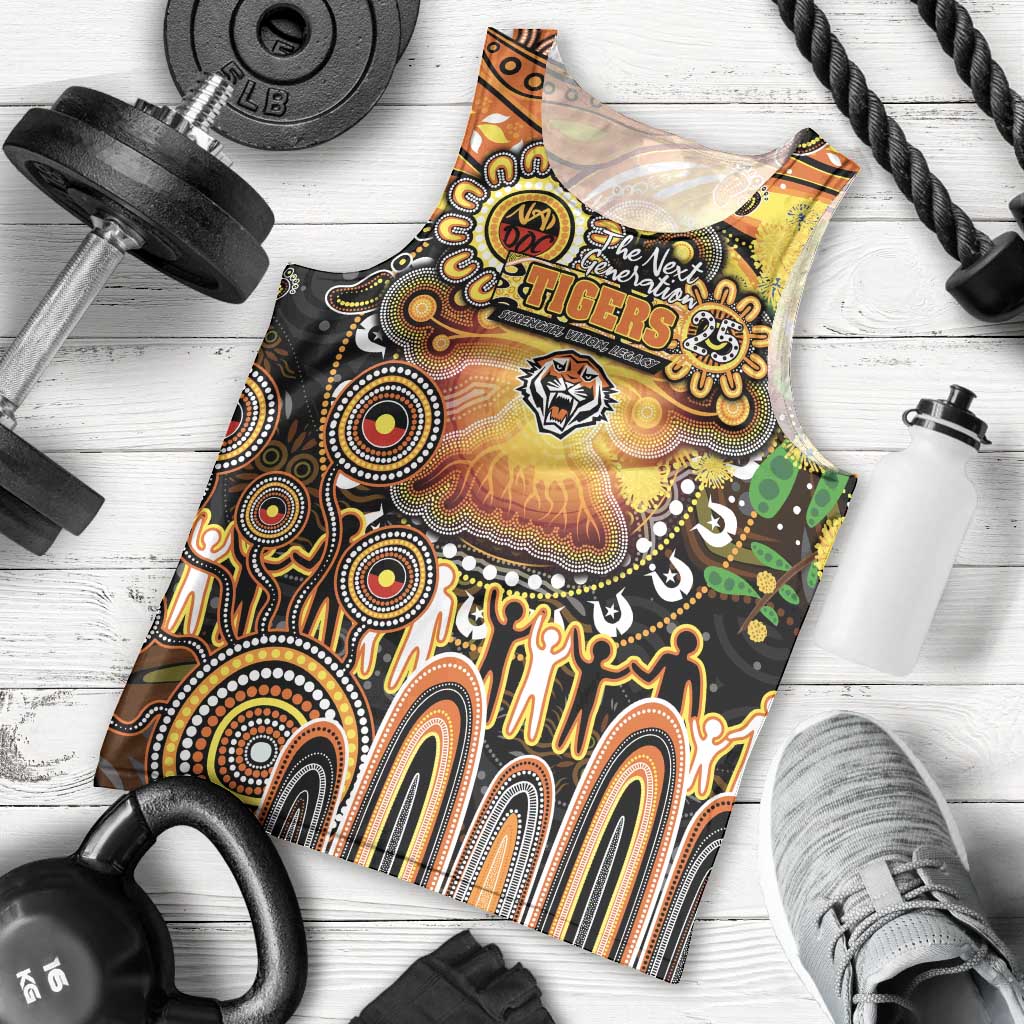 Personalised NAIDOC Week 2025 Tigers Rugby Men Tank Top Aboriginal Dot Painting