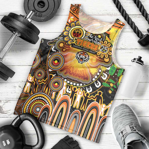 Personalised NAIDOC Week 2025 Tigers Rugby Men Tank Top Aboriginal Dot Painting