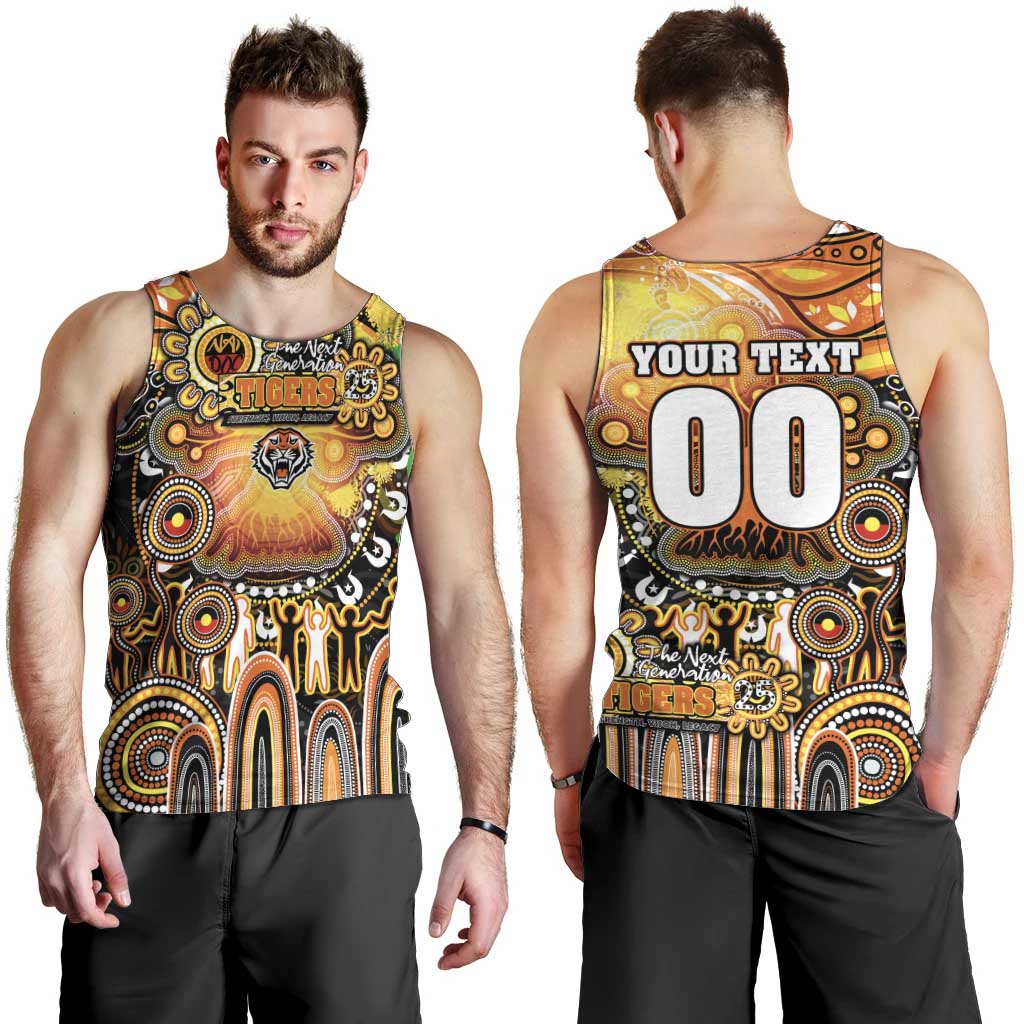 Personalised NAIDOC Week 2025 Tigers Rugby Men Tank Top Aboriginal Dot Painting