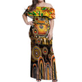 Personalised NAIDOC Week 2025 Tigers Rugby Off Shoulder Maxi Dress Aboriginal Dot Painting
