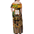 Personalised NAIDOC Week 2025 Tigers Rugby Off Shoulder Maxi Dress Aboriginal Dot Painting