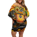 Personalised NAIDOC Week 2025 Tigers Rugby Off Shoulder Short Dress Aboriginal Dot Painting