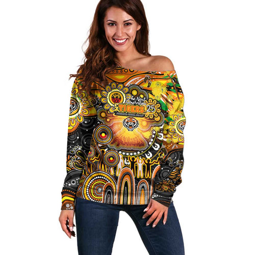 Personalised NAIDOC Week 2025 Tigers Rugby Off Shoulder Sweater Aboriginal Dot Painting