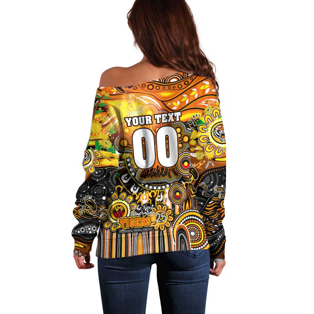 Personalised NAIDOC Week 2025 Tigers Rugby Off Shoulder Sweater Aboriginal Dot Painting
