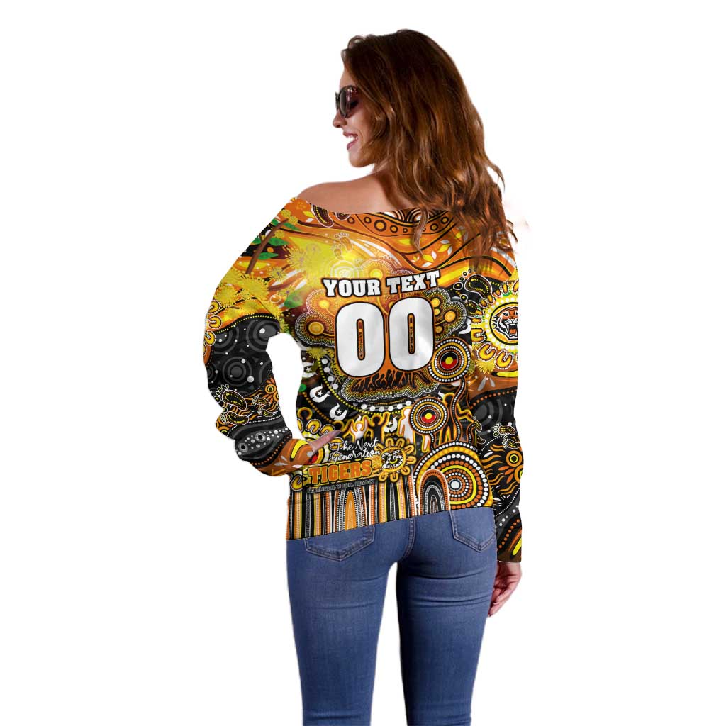 Personalised NAIDOC Week 2025 Tigers Rugby Off Shoulder Sweater Aboriginal Dot Painting