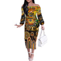Personalised NAIDOC Week 2025 Tigers Rugby Off The Shoulder Long Sleeve Dress Aboriginal Dot Painting