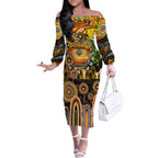 Personalised NAIDOC Week 2025 Tigers Rugby Off The Shoulder Long Sleeve Dress Aboriginal Dot Painting