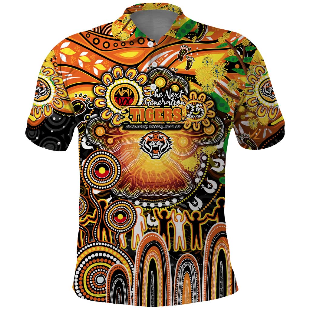 Personalised NAIDOC Week 2025 Tigers Rugby Polo Shirt Aboriginal Dot Painting