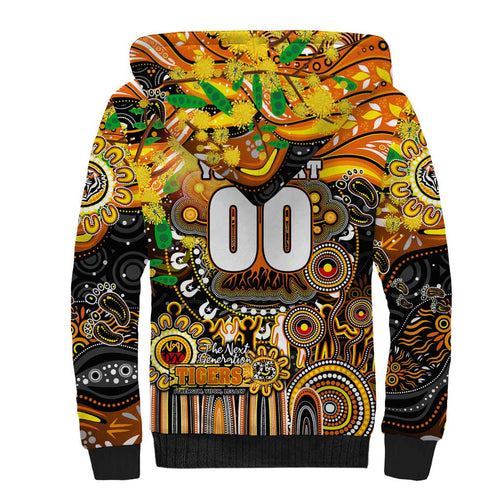 Personalised NAIDOC Week 2025 Tigers Rugby Sherpa Hoodie Aboriginal Dot Painting