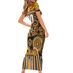 Personalised NAIDOC Week 2025 Tigers Rugby Short Sleeve Bodycon Dress Aboriginal Dot Painting