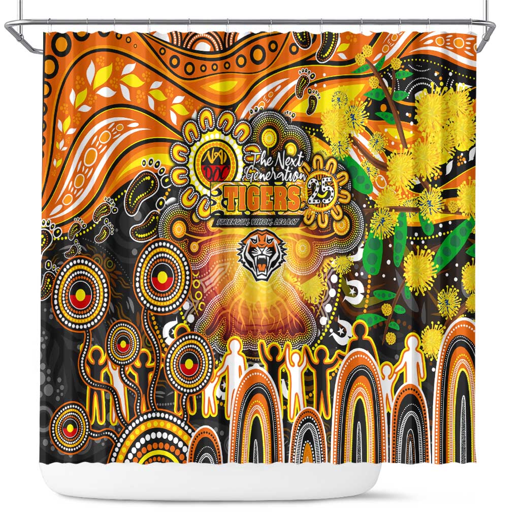 NAIDOC Week 2025 Tigers Rugby Shower Curtain Aboriginal Dot Painting