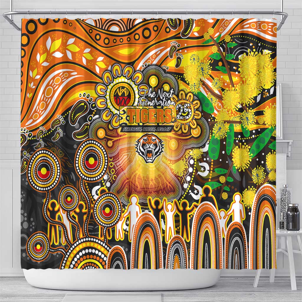 NAIDOC Week 2025 Tigers Rugby Shower Curtain Aboriginal Dot Painting