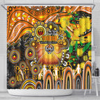 NAIDOC Week 2025 Tigers Rugby Shower Curtain Aboriginal Dot Painting