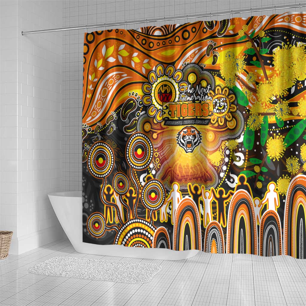 NAIDOC Week 2025 Tigers Rugby Shower Curtain Aboriginal Dot Painting