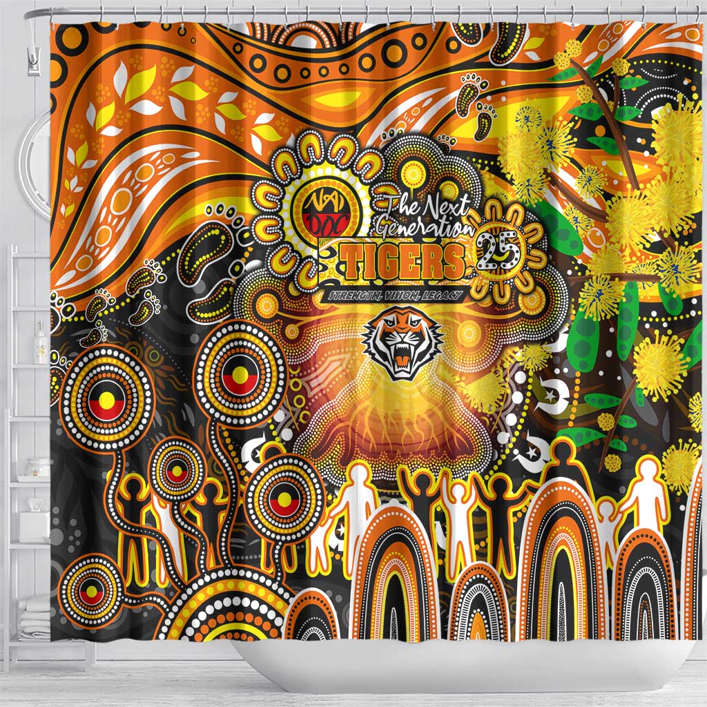 NAIDOC Week 2025 Tigers Rugby Shower Curtain Aboriginal Dot Painting