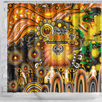 NAIDOC Week 2025 Tigers Rugby Shower Curtain Aboriginal Dot Painting