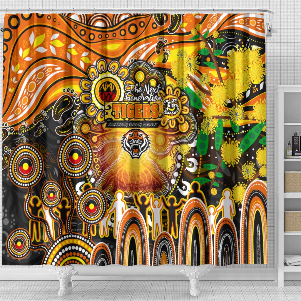 NAIDOC Week 2025 Tigers Rugby Shower Curtain Aboriginal Dot Painting