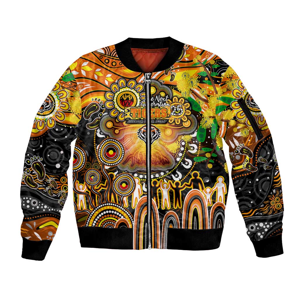 Personalised NAIDOC Week 2025 Tigers Rugby Sleeve Zip Bomber Jacket Aboriginal Dot Painting