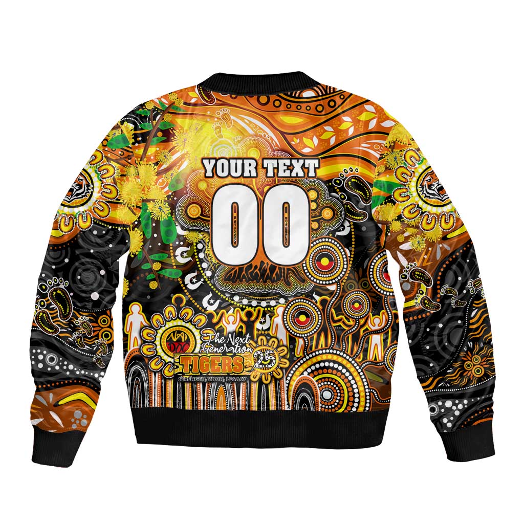 Personalised NAIDOC Week 2025 Tigers Rugby Sleeve Zip Bomber Jacket Aboriginal Dot Painting