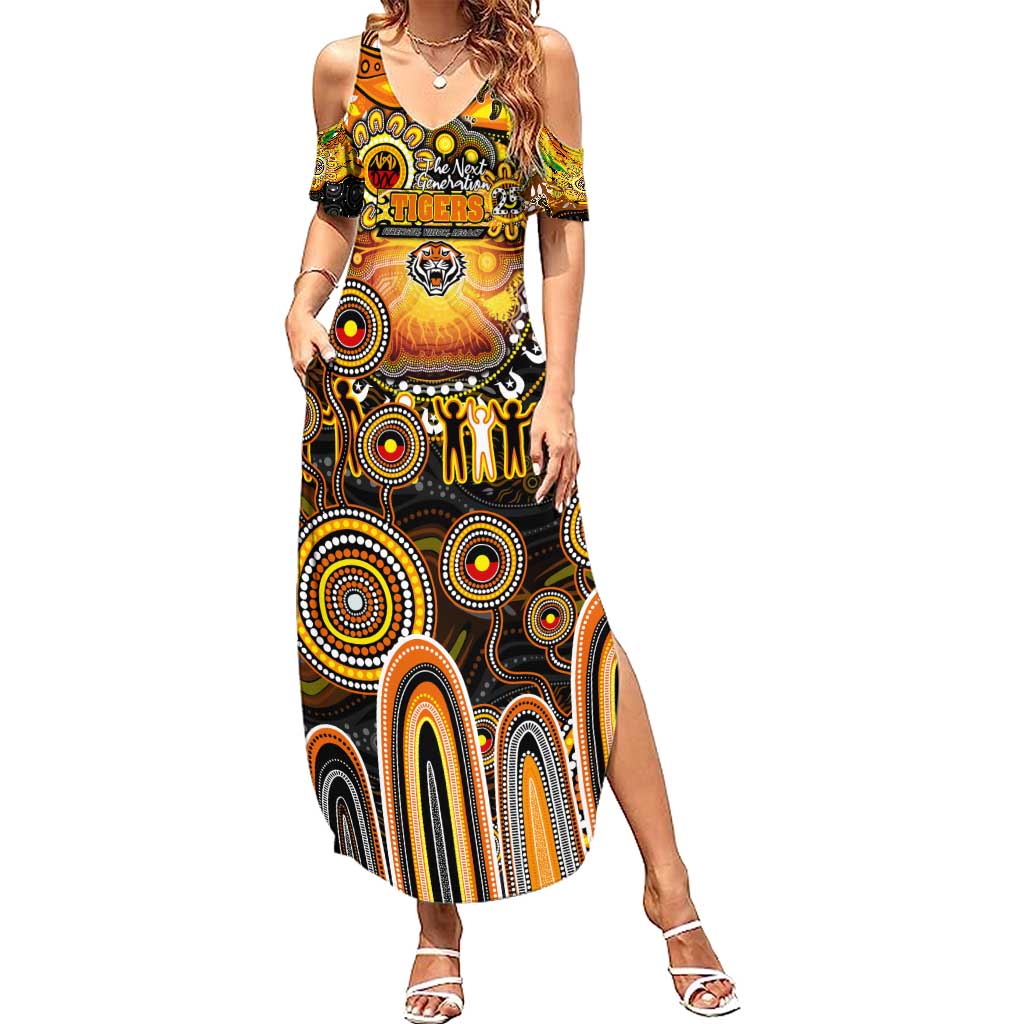Personalised NAIDOC Week 2025 Tigers Rugby Summer Maxi Dress Aboriginal Dot Painting