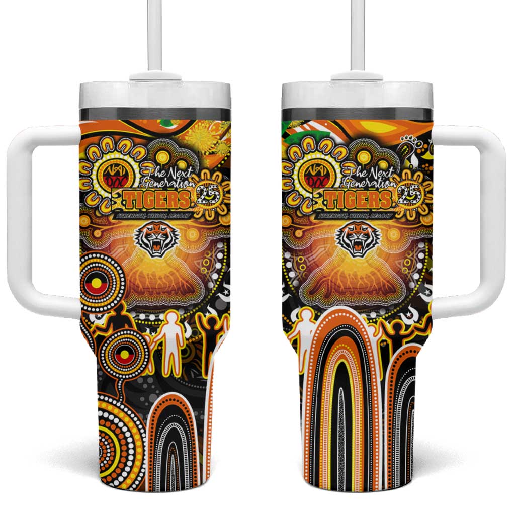 NAIDOC Week 2025 Tigers Rugby Tumbler With Handle Aboriginal Dot Painting
